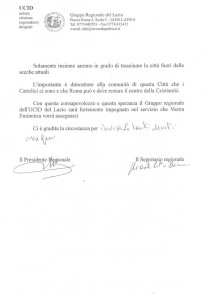 Lettera al Cardinale Vallini - Lettera alla Città - Giubileo st-2