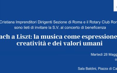 Concerto di beneficenza “Da Bach a Liszt: la musica come espressione della creatività e dei valori umani” – Martedì 28 maggio 2024