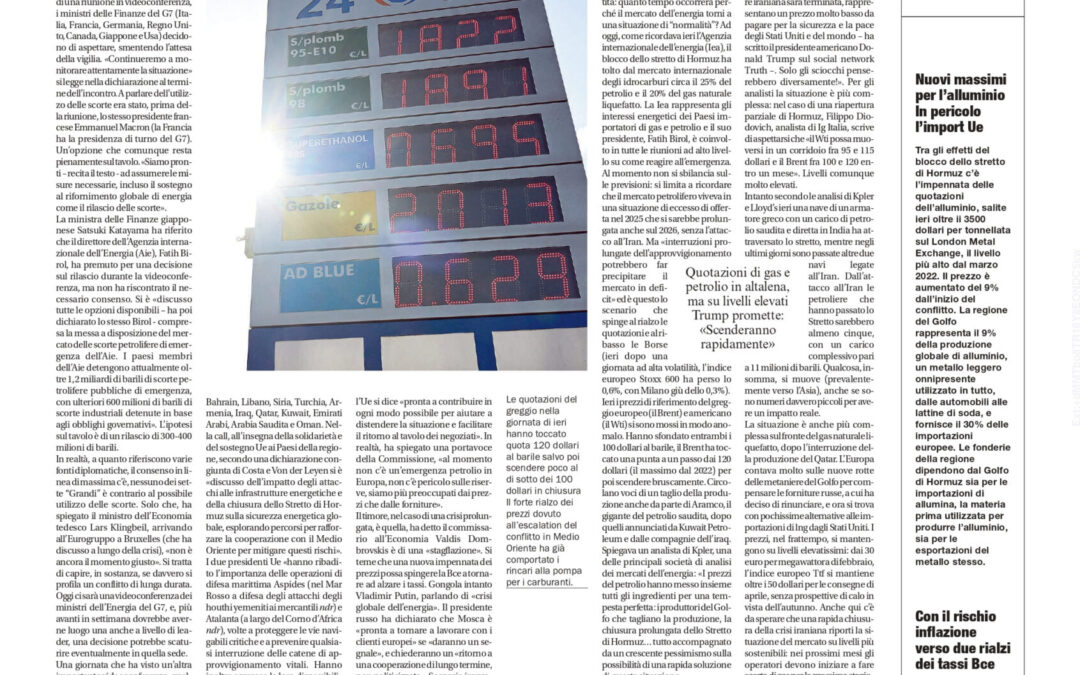 “Economie interconnesse e fragili. L’Italia paga la dipendenza energetica” di Giovanni Scanagatta