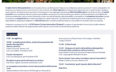 Chi abiterà la casa comune? Le prospettive economiche e sociali nella stagione dell’inverno demografico.Evento UCID Busto Arsizio.20 maggio 2023 ore 9,30