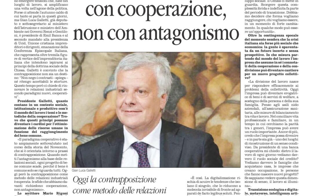 “Il futuro fa rima con cooperazione, non con antagonismo”.Intervista a Gian Luca Galletti da Il Quotidiano del Sud.11 settembre 2023