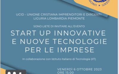 Start Up innovative e nuove tecnologie per le imprese.Genova Morego, 6 ottobre 2023 ore 15.00
