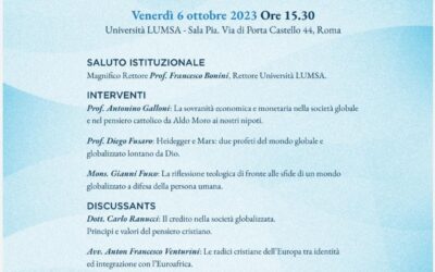 La questione cattolica in Italia, nel mondo globalizzato e post-moderno.Università Lumsa di Roma.6 ottobre 2023