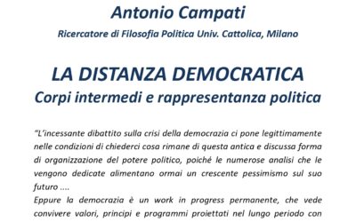 UCIDlegge. Dialogo con l’autore Antonio Campati su “La distanza democratica”.Evento UCID Padova.10 novembre ore 18,00