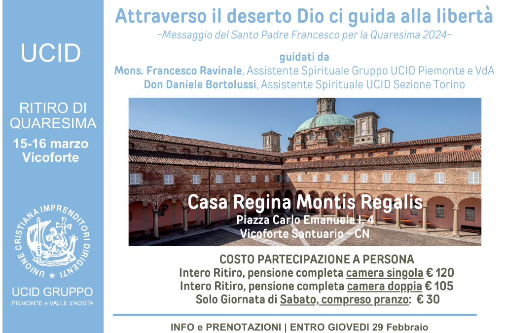 Ritiro Spirituale Quaresimale Gruppo UCID Piemonte e Valle d’Aosta.15 marzo 2024