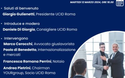 Imprese e patrimoni familiari: prospettive manageriali per pianificare il futuro.UCID Sezione di Roma.12 marzo 2024 ore 18,00