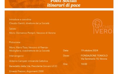 Poeti sociali, Itinerari di pace.Invito del Movimento UCID Giovani.Verona 19 ottobre 2024 ore 10,00