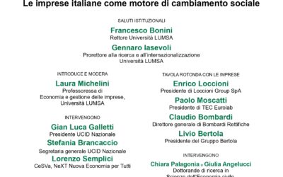 Economia civile: dalle parole ai fatti.Le imprese italiane come motore di cambiamento sociale.UCID Nazionale e Università LUMSA.28 novembre 2024 ore 14,30