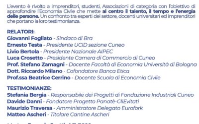 Per un’economia con la persona al centro.Evento della Sezione di Cuneo.5 aprile 2025 ore 9,00