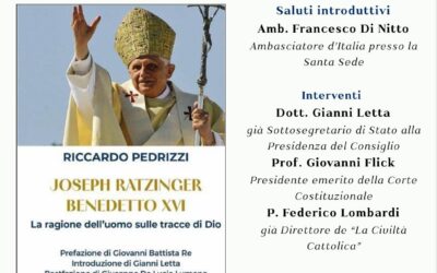 “Joseph Ratzinger Benedetto XVI. La ragione dell’uomo sulle tracce di Dio”.Presentazione del libro del Sen. Riccardo Pedrizzi.Ambasciata di Italia presso la Santa Sede.4 giugno 2025, ore 18.00