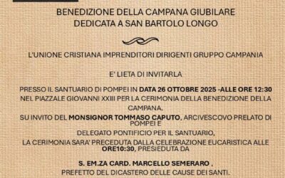 Benedizione della campana giubilare dedicata a San Bartolo Longo.Pompei 26 ottobre 2025 ore 12,30