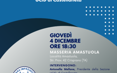 Fede, etica e impresa.Presentazione della nuova Sezione UCID di Castellaneta, Gruppo Puglia.4 dicembre 2025 ore 18,30